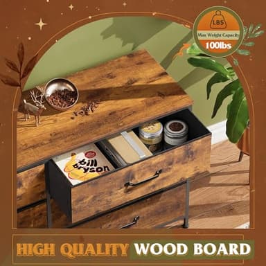 WLIVE 6 Drawer Dresser for Bedroom Large, Fabric Wide Dresser TV Stand for 50, 55, 60 inch TV, Big Long Chest of Drawers with Deep Drawer for Closet, Bedroom, Living Room, Hallway, Rustic Brown - Image 6