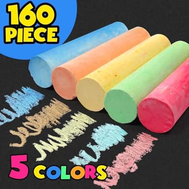 160Pcs Sidewalk Chalk Set in 5 Colors 32 Packs: Washable Jumbo Sidewalk Chalk Bulk for Kids Outdoor Art, Non-Toxic Dustless Giant Box Chalkboard Chalk for Toddler Painting on Blackboard, Party - Image 4