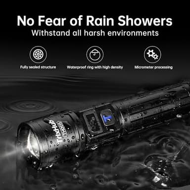 Rechargeable Flashlights 2 Pack, Super Bright High Lumens Flash Light, 5 Modes Zoomable Linternas with LCD Digital Display, Powerful Handheld LED Flashlights for Emergencies Camping - Image 7