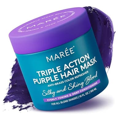 MAREE Purple Hair Mask – Toner for Blonde Hair – Purple Conditioner for Orange Brassy Bleached Highlighted – Grey, Silver, Ash Color Treated – Keratin Hair Care & Biotin – Matizador Para Cabello Rubio - Image 1