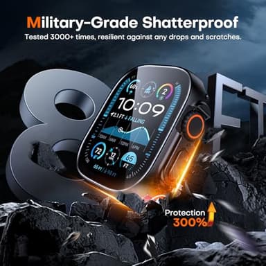 TAURI 2 Pack Hard Case for Apple Watch Ultra 3/Ultra 2/Ultra 49mm, with PC Tempered Glass Screen Protector, [Scristant Resistant], [Overall Protection] Slim Cover for iwatch Ultra 49mm, Black - Image 3