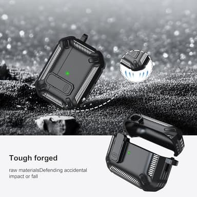 RFUNGUANGO for AirPods Pro 2nd Gen Protective Case with Cleaning Kit, Military Hard Case with Lock for AirPod Gen 2 Charging Case 2023, 2022, Black - Image 4