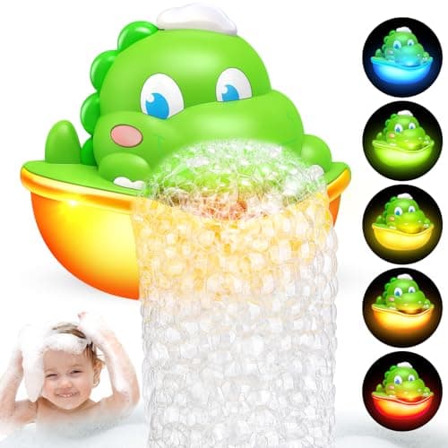 Bath Toys,Light-Up Bath Bubble Machine Automatic Bubble Maker Bathroom Toy for Kids Ages 1-3 4-8 Toddler Bathub Toy Dinosaur Toys for Kids 3-5 - Image 1
