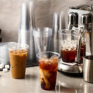 AOZITA 120 Sets - 16 oz Clear Plastic Cups with Lids, Disposable Cups With Straw Slot Lids for Cold Drinks, Milkshake, Smoothie, Iced Coffee and TO-GO Drinkings - Image 6