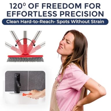 Grout Brush with Long Handle & Hard Bristle Crevice Cleaning Brush, Grout Cleaner for Tile Floors, Floor Scrubber for Tile Grout Line, Household Use, Multipurpose Gap Cleaning Tools by Foxtrot Living - Image 4