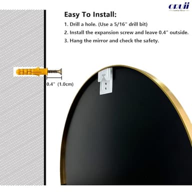 Oruii Gold Round Mirror, Gold Round Mirror 24 inch, Circle Wall Mirrors Metal Frame, Golden Circular Mirrors for Wall, Living Room, Bathroom, Entryway, Vanity, Hallway. - Image 6