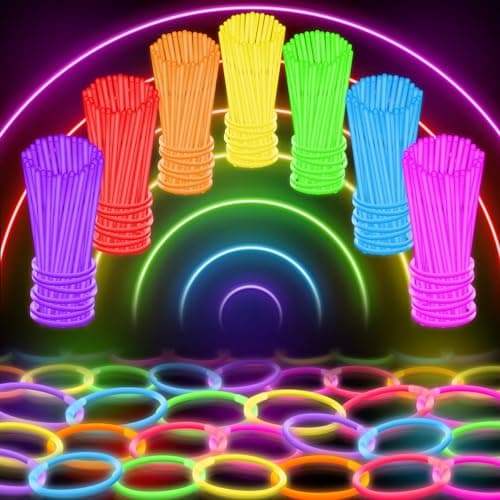 100 Ultra Bright Glow Sticks Bulk Party Pack - Halloween Glow in the Dark Party Supplies Pack - 8" Glowsticks Party Favors with Bracelets and Necklaces - Image 1