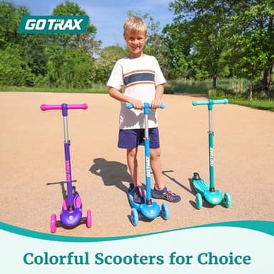Gotrax KS1 Kids Kick Scooter, LED Lighted Wheels and 3 Adjustable Height Handlebars, Lean-to-Steer & Widen Anti-Slip Deck, 3 Wheel Scooter for Boys & Girls Ages 2-8 and up to 100 Lbs (Blue) - Image 6