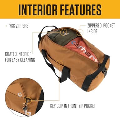 Carhartt Classic Round Duffel with Utility Pouch, Heavy-Duty, Water-Resistant Packable Gear Bag for Jobsite, Gym, and Travel, Gravel, 60L - Image 3