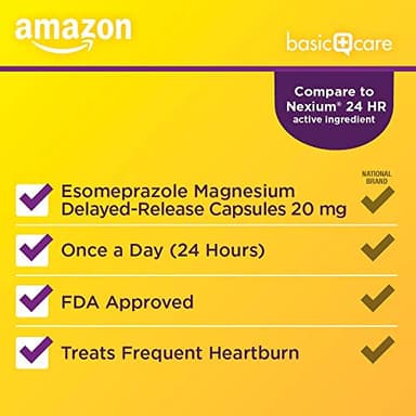 Amazon Basic Care Esomeprazole Magnesium Delayed Release Capsules, 20 mg, Acid Reducer, Heartburn Medicine, 42 Count - Image 3