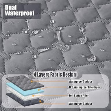 Smiry Waterproof Dog Bed Cover Blanket, Soft Reversible Pet Blanket, Washable Leakproof Cats Dogs Couch Cover for Sofa, Couch, Furniture, Plaid (30x70 Inch, Grey/Dark Grey - Image 4