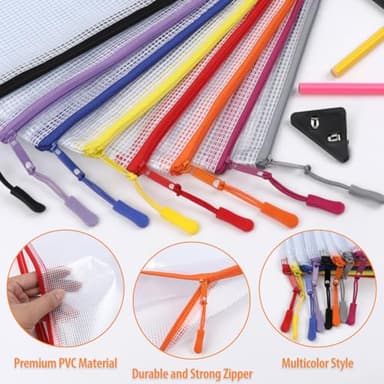 20PCS Mesh Zipper Pouch Bags, A4 13x9 Inches Waterproof Mesh Bags with Zipper, Plastic Zipper Pouch for Organizing, Mesh Bag for Travel Storage, 8 Colors Assortment - Image 4