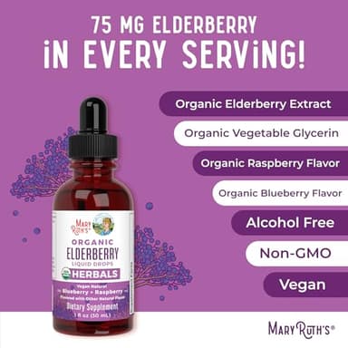 MaryRuth Organics Elderberry Syrup | USDA Organic | Sugar Free Immune Support Supplement for Adults & Kids, Ages 1 | Vegan, Non-GMO, Immune Boosters, Clean Label Project Verified | 1 Fl Oz - Image 7