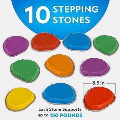 NATIONAL GEOGRAPHIC Stepping Stones for Kids – Durable Non-Slip Stones Encourage Toddler Balance & Gross Motor Skills, Indoor & Outdoor Toys, Obstacle Course, Gifts for Toddlers (Amazon Exclusive) - Image 2