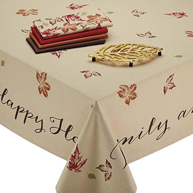 DII Rustic Autumn Leaves Kitchen Collection Thanksgiving & Fall Table Décor, Tablecloth, 60x84 - Image 2