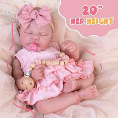 Aori Reborn Baby Dolls Realistic - Lifelike 20 Inches Newborn Baby Doll Girls with Poseable Limbs and Feeding Kit Included, Nice Gift for Kids 3+ - Image 5
