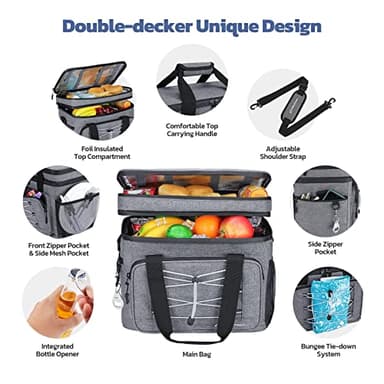 Maelstrom Cooler Bag,Soft Bag,Collapsible Soft Sided Cooler, 30 Cans Beach Leakproof Camping Lunch Cooler Bag Portable Travel Cooler for Grocery Shopping,Kayaking,Grey - Image 2