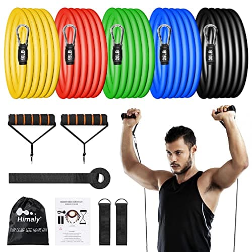Resistance Bands Set (12pcs), Workout Bands with Handles, Door Anchor, Ankle Straps and Carry Bag, Exercise Bands for Shape Body and Home Workouts - Image 1