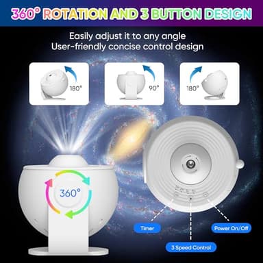 FlyLily Galaxy Projector - 13 in 1 HD Planetarium Star Projector for Bedroom, 360 Rotating Galaxy Light with Adjustable Knob and Timer for Kids, Ceiling, Gifts, Room Decoration - Image 6