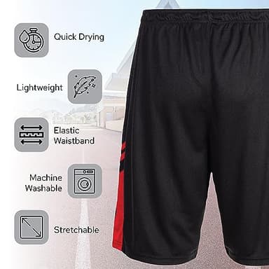 5 Pack: Men's Dry-Fit Sweat Resistant Active Athletic Performance Shorts - Image 4