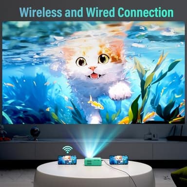 ksbaby Mini Projector WiFi Home Theater Portable Projector, Phones Can Be Connected to The Movie Projector Via WiFi or Via Data Cable, Compatible With Smartphone/ Tablet/ Laptop/ TV Stick/ USB Drive - Image 4