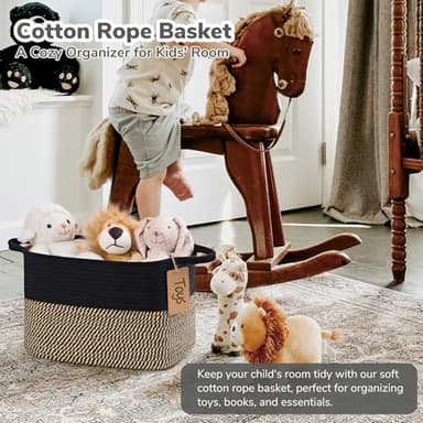 Goodpick Woven Storage Basket for Shelves, Small Wicker Baskets for Shoes,Towel, Toy Baskets Storage Kids, Empty Gift Basket with Handles, 13 x 10 x 9 Inches - Image 2