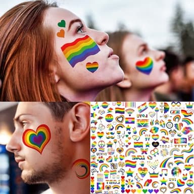 139+ PCS Pride Tattoos For Men Adults, Gay Pride Tattoos Face, Pride Day Accessories For Women, LGBT Rainbow Festival Fake Temporary Tattoos Body Stickers Celebrations Party Equality Parades - Image 8