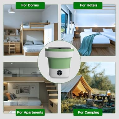 LGLRTD Portable Washing Machine, 15L Small Foldable Washer with 3 Cleaning Modes for Baby Clothes, Underwear, Small Items, Mini Collapsible Laundry for Travel Apartment Home Dorm Hotel Camping (Green) - Image 7