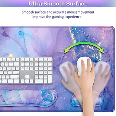 4-in-1 Mouse Pad with Wrist Rest Set Purple,35.4×15.7in Large Gaming Mouse Pad+Keyboard Wrist Rest+Wrist Mousepad+Cup Pad,Ergonomic Mouse Pads,Anti-Slip,Waterproof Keyboard Pad for Home Office - Image 4