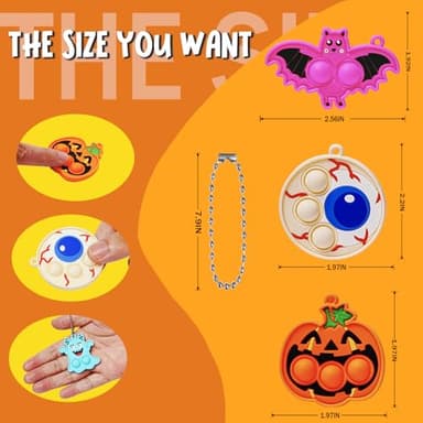 72Pcs Halloween Party Favors, Fidget Toys Bulk Mini Pop Bubbles with Keychain, School Classroom Prizes Box Fidgets Toys for Kids Toddlers Adult, Goodie Bag Stuffers, Treasure Chest box, Halloween Toys - Image 2