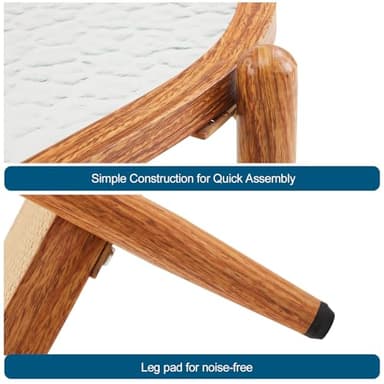 VINGLI 38" Rattan Oval Coffee Table, Water-Wave Glass Metal Center Table, Modern Coffee Table with 2-Tier Storage, Farmhouse Coffee Table for Living Room and Small Space, Natural Vibe - Image 5