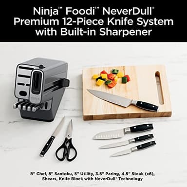 Ninja K32012 Foodi NeverDull Premium Knife System, 12 Piece Knife Block Set with Built-in Sharpener, German Stainless Steel Knives, Black - Image 2