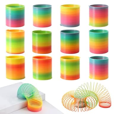 JOHOUSE Rainbow Magic Spring Party Favors for Kids, 12 PCS Colorful Plastic Spring Toy, Treasure Box Toys for Classroom, Fun Goodie Bags Stuffers for Kids Birthday - Image 1