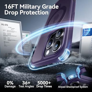 CASEKOO Designed for iPhone 16 Pro Case with Magnetic Invisible Stand [Military Drop Protection] [Compatible with MagSafe] Shockproof Slim Translucent Matte Case 6.3 Inch, Purple - Image 3