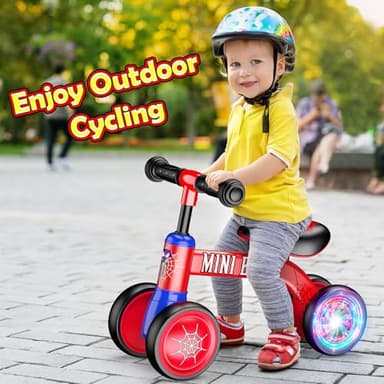 Aetyni Baby Balance Bike 1-2 Year Old: Spider Toddler Bike Baby Bike for 10-24 Month with Colorful Lighting & 4 Wheels First Riding on Toys Spider Easter Birthday Gifts for One Year Old Boy Girl Gifts - Image 6