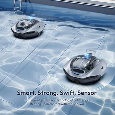 BUBLUE Bubot 300P Robotic Pool Cleaner, Cordless Pool Vacuum with Industry Leading Suction Power, Bluehole Tech, DirtLock Tech, Smart Sensor for Above-Ground Flat Pools up to 850 Sq.Ft, Silver - Image 5
