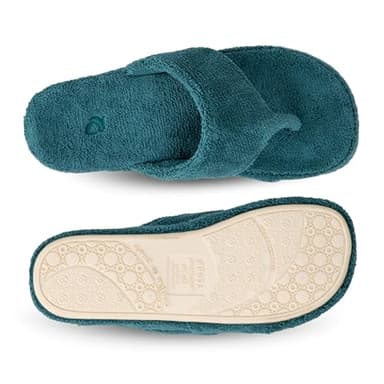 Acorn Women's Spa Thong Slippers with Cloud Contour Comfort - Arch Support and Plush Fluffy Terry Lining, Perfect for Beach, Camping, Poolside, or Bathroom Wear, Peacock, 8 - 9 - Image 4