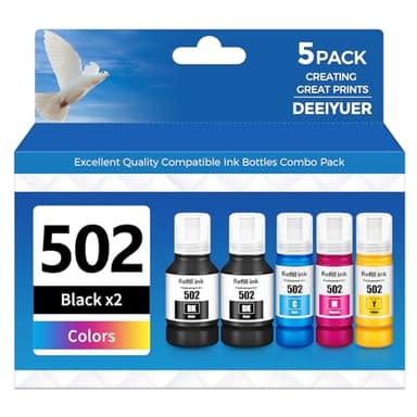 DEEIYUER 502 Ink Refill Bottles ET-2850 ET-3850 ET-4850 ET-15000 502 Ink Compatible for ET 2850 ET 3850 ET-4760 ET-2760 ET-3830 ET 4850 ET 15000 ET-3843 ET-2980 ET-3950 4950 3750 Printer - Image 1