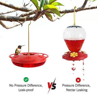 eWonLife Hummingbird Feeder for Outdoors, 2 Pack, Leak-Proof, Easy to Clean and Refill, Saucer Humming Bird Feeder Plastic, Including Hanging Hook, with 5 Feeding Ports (16 Ounce/Pack) - Image 4