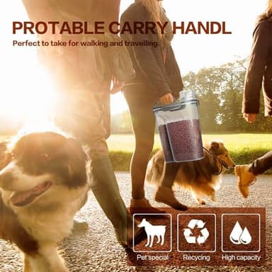 TIOVERY Dog Food Storage Container, 5-7 Lbs Airtight Pet Food Container, Cat Food Container Dispenser Plastic Bin with Pouring Spout, Portable Handle and a Collapsible bowl for Dogs Cats Grey/6Qt - Image 4
