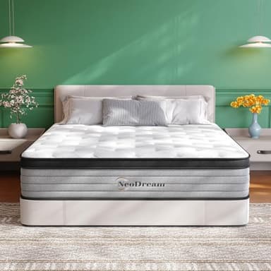 NeoDream Queen Mattress, 12 Inch Hybrid Matress with Memory Foam & Individual Pocket Springs, Queen Size Mattress in a Box, Medium Firm Feel, Pressure Relief, Edge Support, Motion Isolation - Image 1