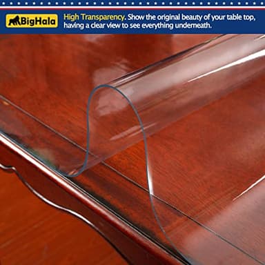 Clear Plastic Tablecloths Furniture Dining Room Table Protector Thick Protective Desk Cover PVC Vinyl Tabletop Protection Pad Easy Clean Polyester Wipeable Waterproof Plastic Cloths 42 x 60 Inch - Image 3