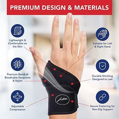 Doctor Developed Wrist Brace, Wrist Wraps for Carpal Tunnel Arthritis, Tendonitis, Hand Support, Ideal for Fitness, Weightlifting - Handbook Included (Wrist Brace 1 Pack - Image 6