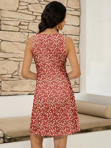 LUXVEER Summer Dresses for Women 2025 Floral Printed Scoop Neck Sleeveless Boho Sundress Flowy Short Mini Beach Cover Up Resort Vacation Dress - Image 5