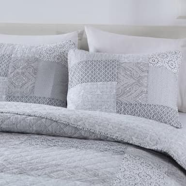 Secgo King Size Comforter Set- 100% Cotton Quilt King Size Set, Green, Sage bedspreads (96 * 108 Inch) with 2 Pillow Shams, Patchwork Reversible Lightweight Bedding - Image 2