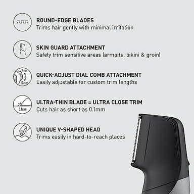 Panasonic Body Groomer for Men and Women, Unisex Wet/Dry Cordless Electric Body Hair Trimmer with 2 Comb Attachments, Multi-Directional Shaving in Sensitive Areas - ER-GK80-S (Black) - Image 2