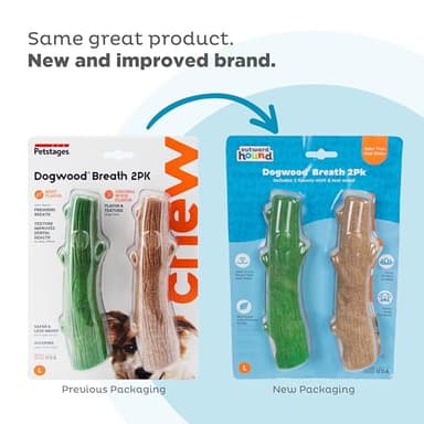 Outward Hound Dogwood Wood Durable Dog Chew Toys, Real Wood & Mint, 2-Pack, Large - Image 2