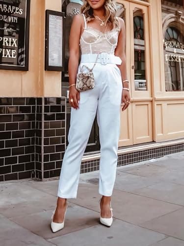 Coutgo Womens Slingback Kitten Heels Closed Pointed Toe Bowknot Knitted Slip On Work Pumps Dress Shoes, White, Size 8 - Image 2