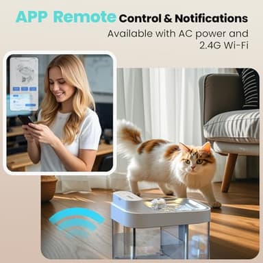 HAPAW Cat Water Fountain, App Monitoring Wastewater Separation Pet Water Fountain, No Filter, 5000mAh Battery & Plug-in, 3L/101oz Smart Wireless Automatic Water Dispenser for Cats Indoor, 2.4G Wi-Fi - Image 4