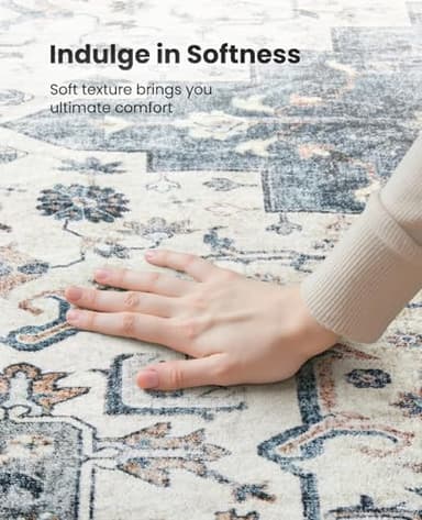 AMADA HOMEFURNISHING 8x10 Washable Area Rug, Low-Profile Large Area Rug with Non-Slip Backing & Durable Edge Binding, Vintage Large Rugs for Living Room, Bedroom, Dinning Room - Image 5